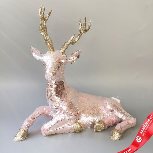 Сувенир «Олень лежащий», Н39х40х25см, розовый