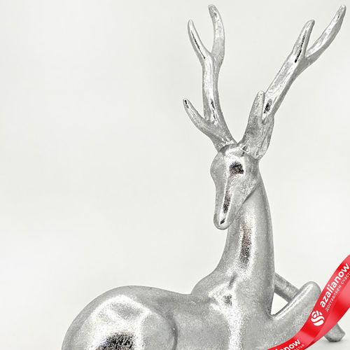 Фото 2: Сувенир «Олень лежащий» (полирезин), Н20,3х21х7,3см, серебряный