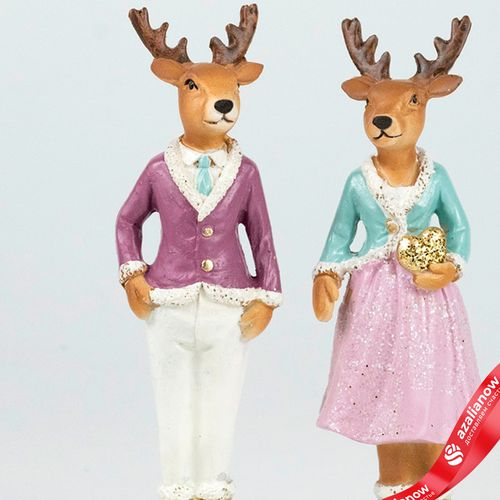 Фото 2: Сувенир «Олень Мальчик/Девочка» (полирезин), Н15,5х4,5х3,5см, в асс., розовый