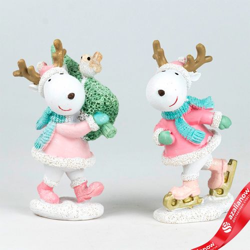 Сувенир «Олень» (полирезин), Н11х7х5,5см, в асс., розовый