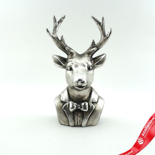 Сувенир «Олень» (полирезин), Н24,5х14,5х11,5см, серебряный