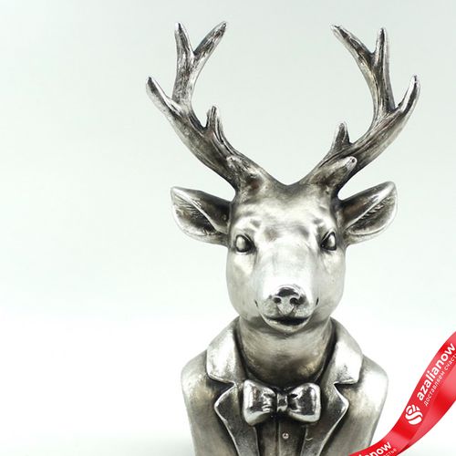 Фото 2: Сувенир «Олень» (полирезин), Н24,5х14,5х11,5см, серебряный