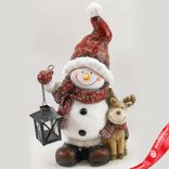 Маленькое фото 1: Сувенир «Снеговик» (керамика), Н44х26х16см, красный