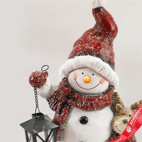 Фото 2: Сувенир «Снеговик» (керамика), Н44х26х16см, красный