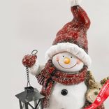 Маленькое фото 2: Сувенир «Снеговик» (керамика), Н44х26х16см, красный