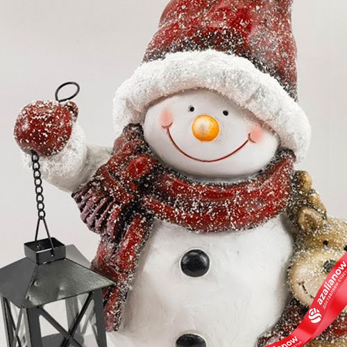 Фото 4: Сувенир «Снеговик» (керамика), Н44х26х16см, красный