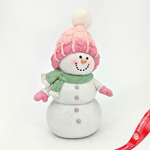 Сувенир «Снеговик» (полирезин), Н14х7,5х9,5см, розовый