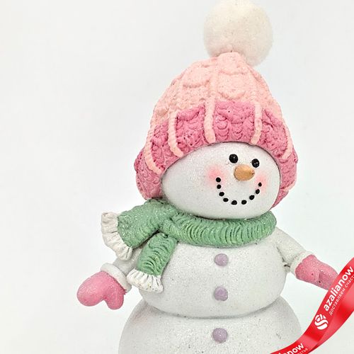 Фото 2: Сувенир «Снеговик» (полирезин), Н14х7,5х9,5см, розовый