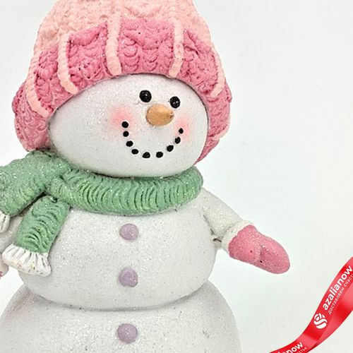 Фото 3: Сувенир «Снеговик» (полирезин), Н14х7,5х9,5см, розовый