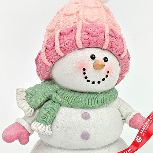 Фото 4: Сувенир «Снеговик» (полирезин), Н14х7,5х9,5см, розовый