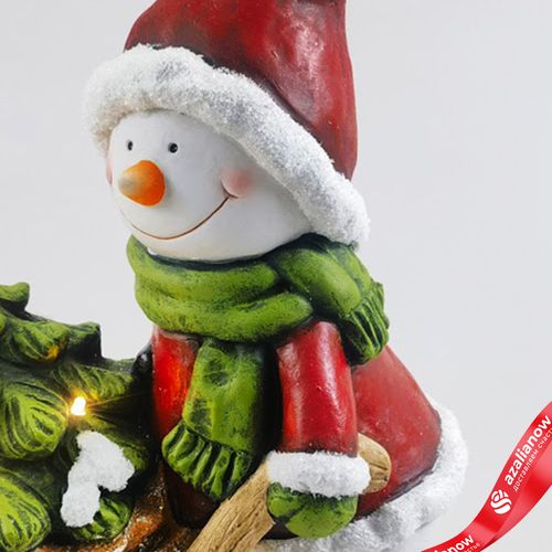 Фото 3: Сувенир «Снеговик с тачкой» (керамика), Н44х29,5х20см, красный