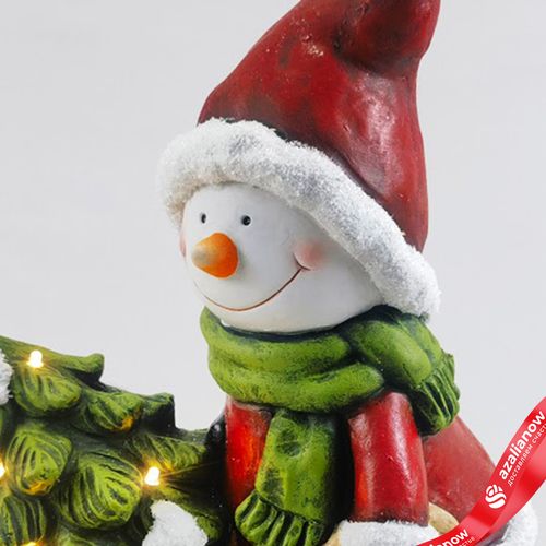 Фото 4: Сувенир «Снеговик с тачкой» (керамика), Н44х29,5х20см, красный