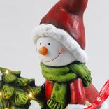 Маленькое фото 4: Сувенир «Снеговик с тачкой» (керамика), Н44х29,5х20см, красный