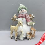Маленькое фото 1: Сувенир «Снеговик с животными» (полирезин), H16,5x12,5х10см, цв. в асс.