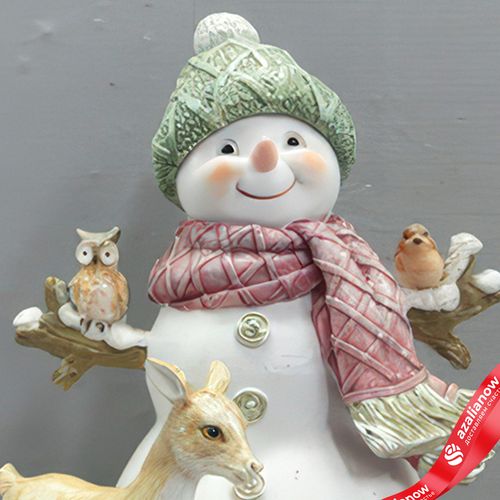 Фото 4: Сувенир «Снеговик с животными» (полирезин), H16,5x12,5х10см, цв. в асс.