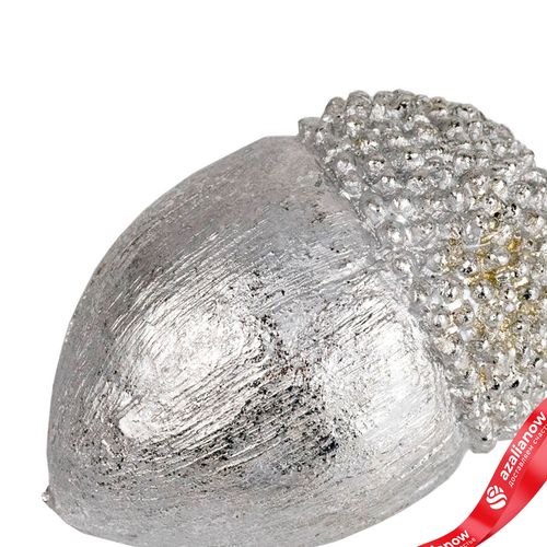 Фото 2: Сувенир «Желудь» (полирезин), Н5,5х9,5см, серебряный