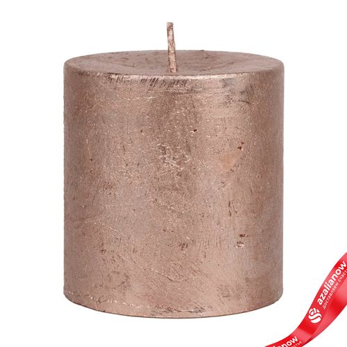 Свеча-столбик «Металлик» (38 часов), H7,5xD7см, розовый