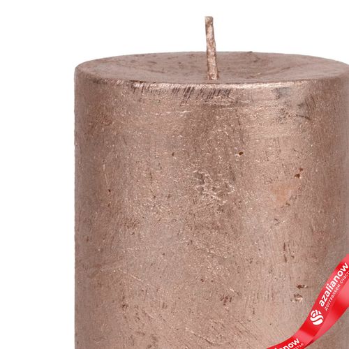 Фото 2: Свеча-столбик «Металлик» (38 часов), H7,5xD7см, розовый