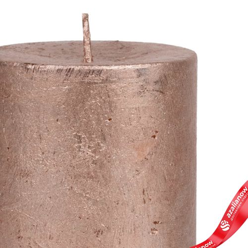 Фото 3: Свеча-столбик «Металлик» (38 часов), H7,5xD7см, розовый