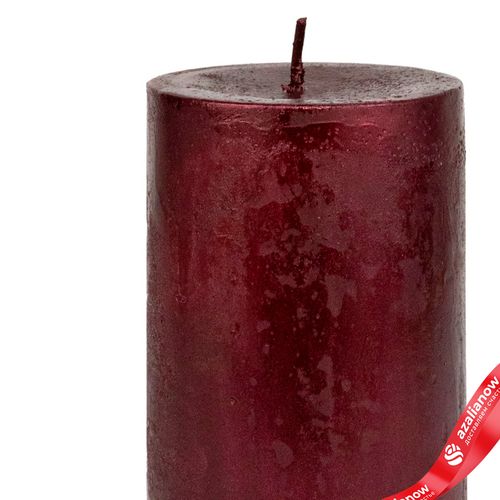 Фото 2: Свеча-столбик «Металлик» (55 часов), H10xD7см, красный