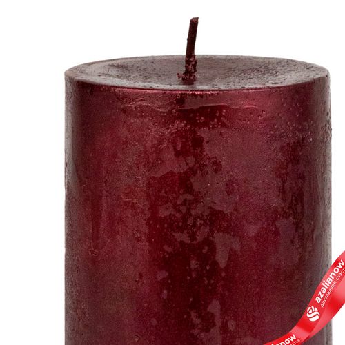 Фото 4: Свеча-столбик «Металлик» (55 часов), H10xD7см, красный