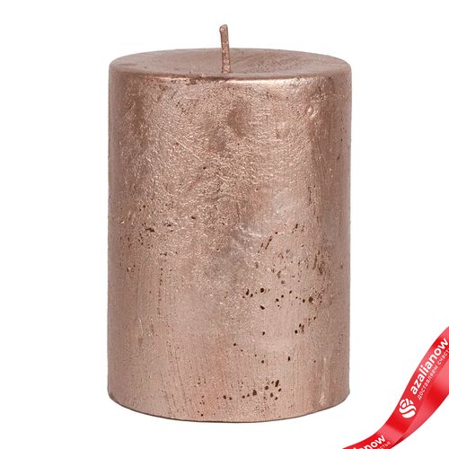 Свеча-столбик «Металлик» (55 часов), H10xD7см, розовый