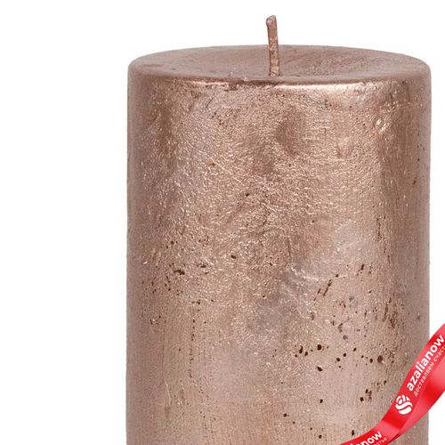 Фото 2: Свеча-столбик «Металлик» (55 часов), H10xD7см, розовый