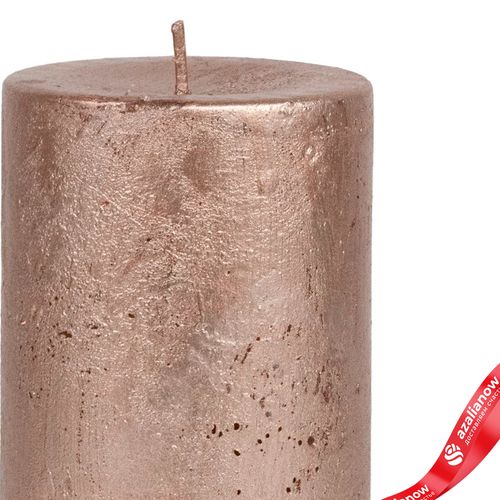 Фото 3: Свеча-столбик «Металлик» (55 часов), H10xD7см, розовый