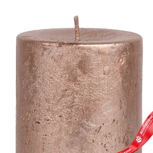 Фото 4: Свеча-столбик «Металлик» (55 часов), H10xD7см, розовый