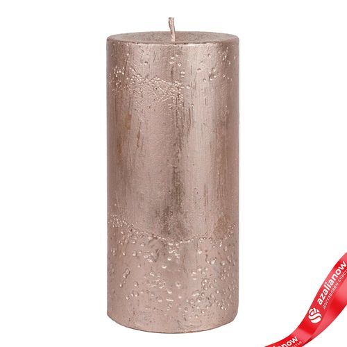 Свеча-столбик «Металлик» (80 часов), H15xD7см, розовый