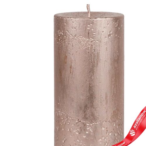 Фото 2: Свеча-столбик «Металлик» (80 часов), H15xD7см, розовый
