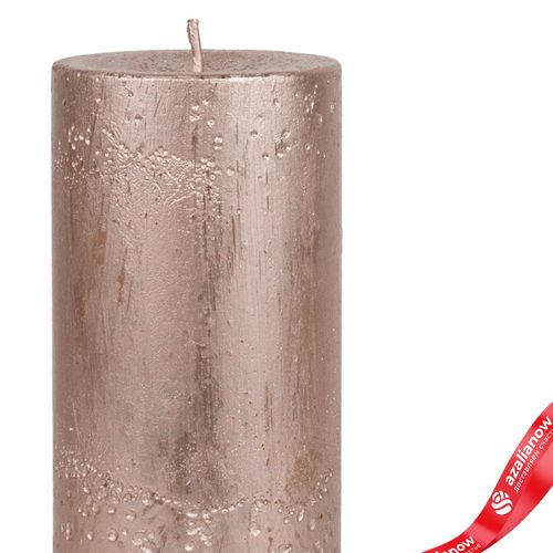 Фото 3: Свеча-столбик «Металлик» (80 часов), H15xD7см, розовый
