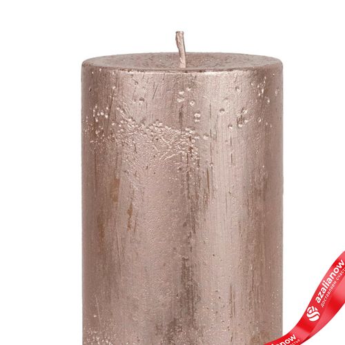 Фото 4: Свеча-столбик «Металлик» (80 часов), H15xD7см, розовый