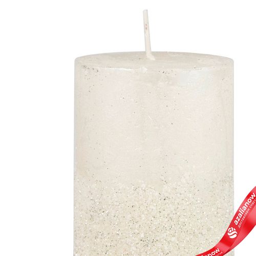 Фото 2: Свеча-столбик с гранулами, H10xD7см, белый/серебряный