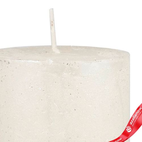 Фото 5: Свеча-столбик с гранулами, H10xD7см, белый/серебряный