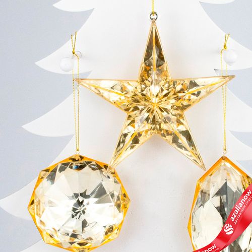 Фото 2: Украшение подвесное «Бриллиант» (пластик), 13х7х4см, в асс., золотой