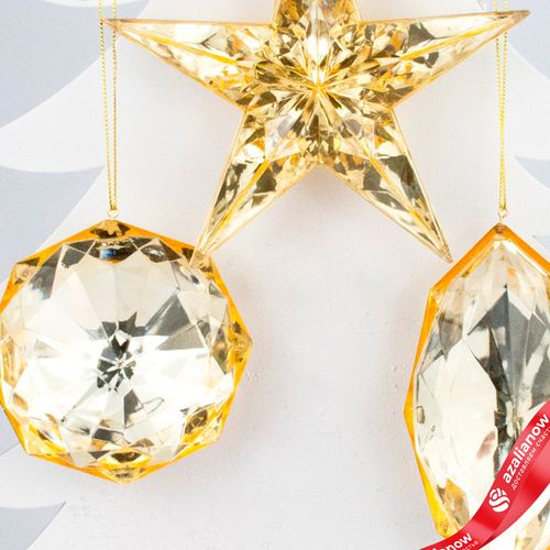 Фото 4: Украшение подвесное «Бриллиант» (пластик), 13х7х4см, в асс., золотой