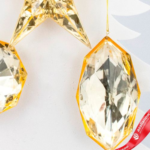 Фото 5: Украшение подвесное «Бриллиант» (пластик), 13х7х4см, в асс., золотой