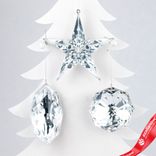 Маленькое фото 1: Украшение подвесное «Бриллиант» (пластик), 13х7х4см, в асс., серебряный