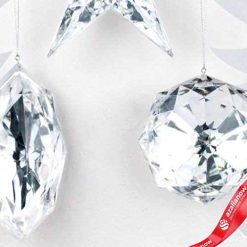 Фото 5: Украшение подвесное «Бриллиант» (пластик), 13х7х4см, в асс., серебряный