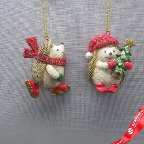 Украшение подвесное «Ежик» (полирезин), Н6,5х6х2см, в асс., красный