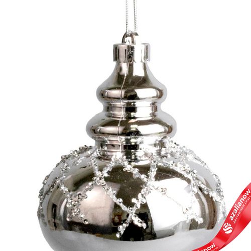 Фото 4: Украшение подвесное «Юла» (пластик), Н25см, серебряный