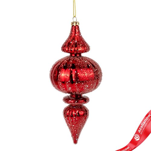 Украшение подвесное «Юла с глиттером» (пластик), Н18см, красный