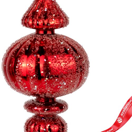 Фото 3: Украшение подвесное «Юла с глиттером» (пластик), Н18см, красный