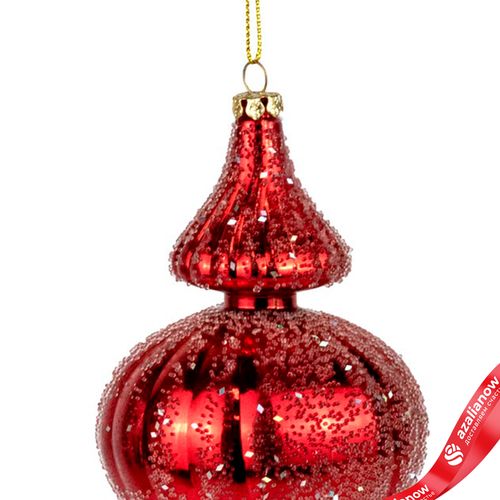 Фото 4: Украшение подвесное «Юла с глиттером» (пластик), Н18см, красный