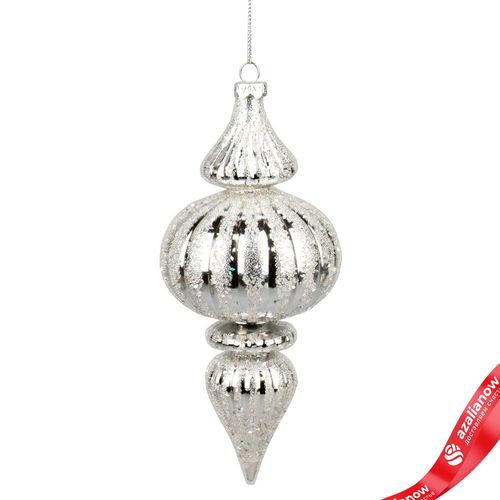 Украшение подвесное «Юла с глиттером» (пластик), Н18см, серебряный