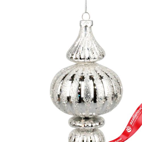 Фото 2: Украшение подвесное «Юла с глиттером» (пластик), Н18см, серебряный