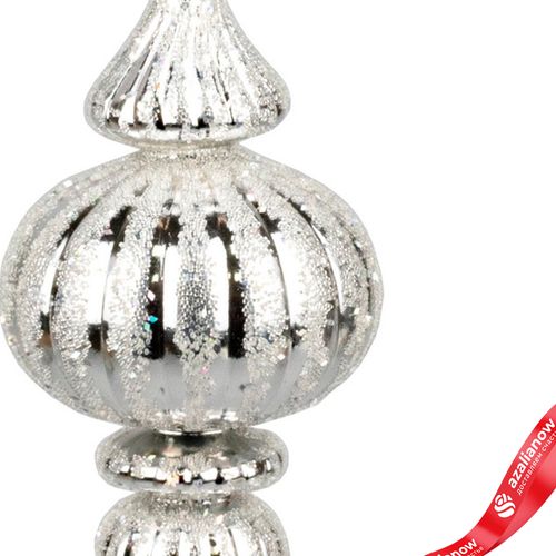 Фото 3: Украшение подвесное «Юла с глиттером» (пластик), Н18см, серебряный