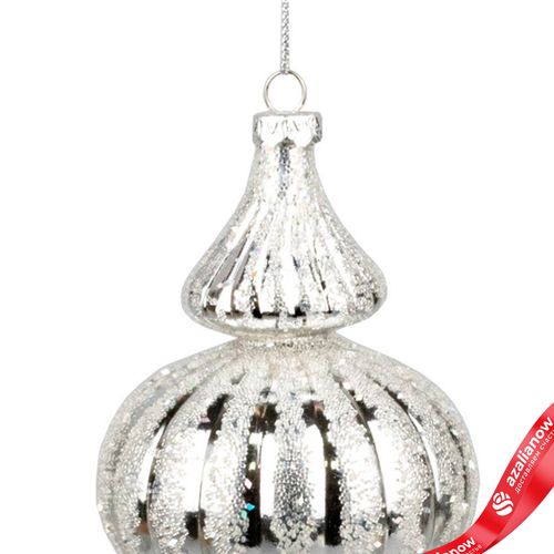 Фото 4: Украшение подвесное «Юла с глиттером» (пластик), Н18см, серебряный