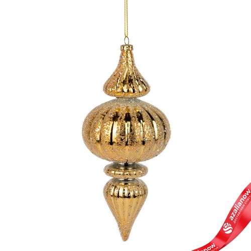 Украшение подвесное «Юла с глиттером» (пластик), Н18см, золотой